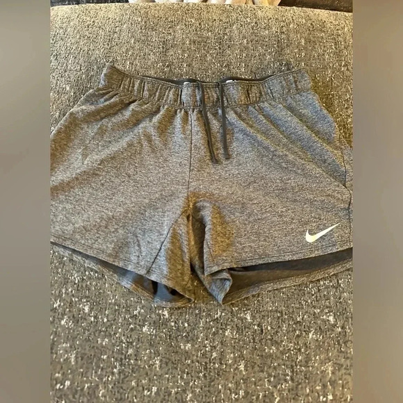 NIKE Dri-FIT Shorts Women's Training Gray Polyester with Pockets - Picture 5 of 14